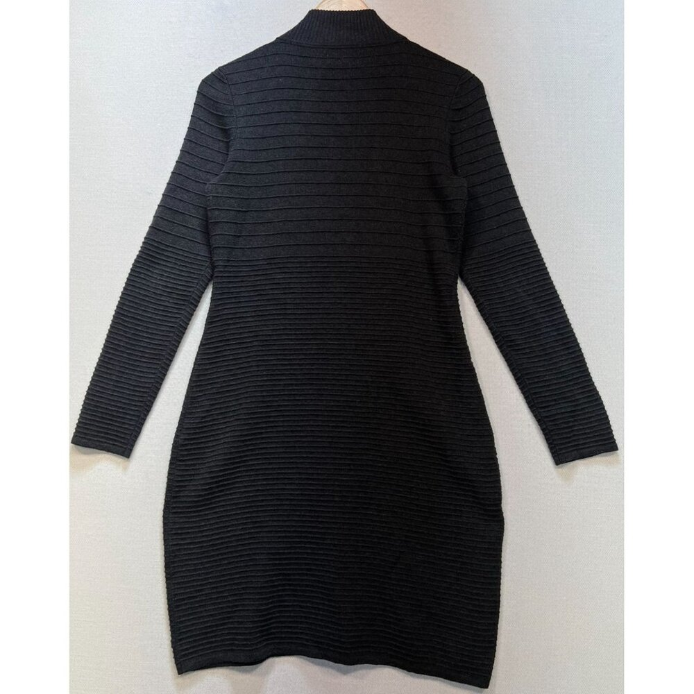 Calvin Klein Womens Ribbed Knit Double Zip Sweater Dress Long Sleeve Size M Gray - Picture 2 of 11